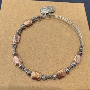Alex and Ani Silver and Rose Gold Beaded Expandable Bracelet